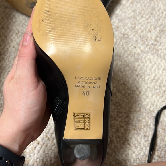 Black Italian Leather Booties - Picture 2 of 5